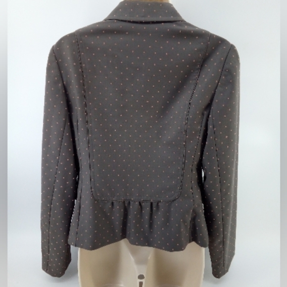 Rebecca Taylor Wool Blend Swiss Dot Gray Pink Blazer Jacket 8 Hong Kong Pockets - Picture 5 of 12